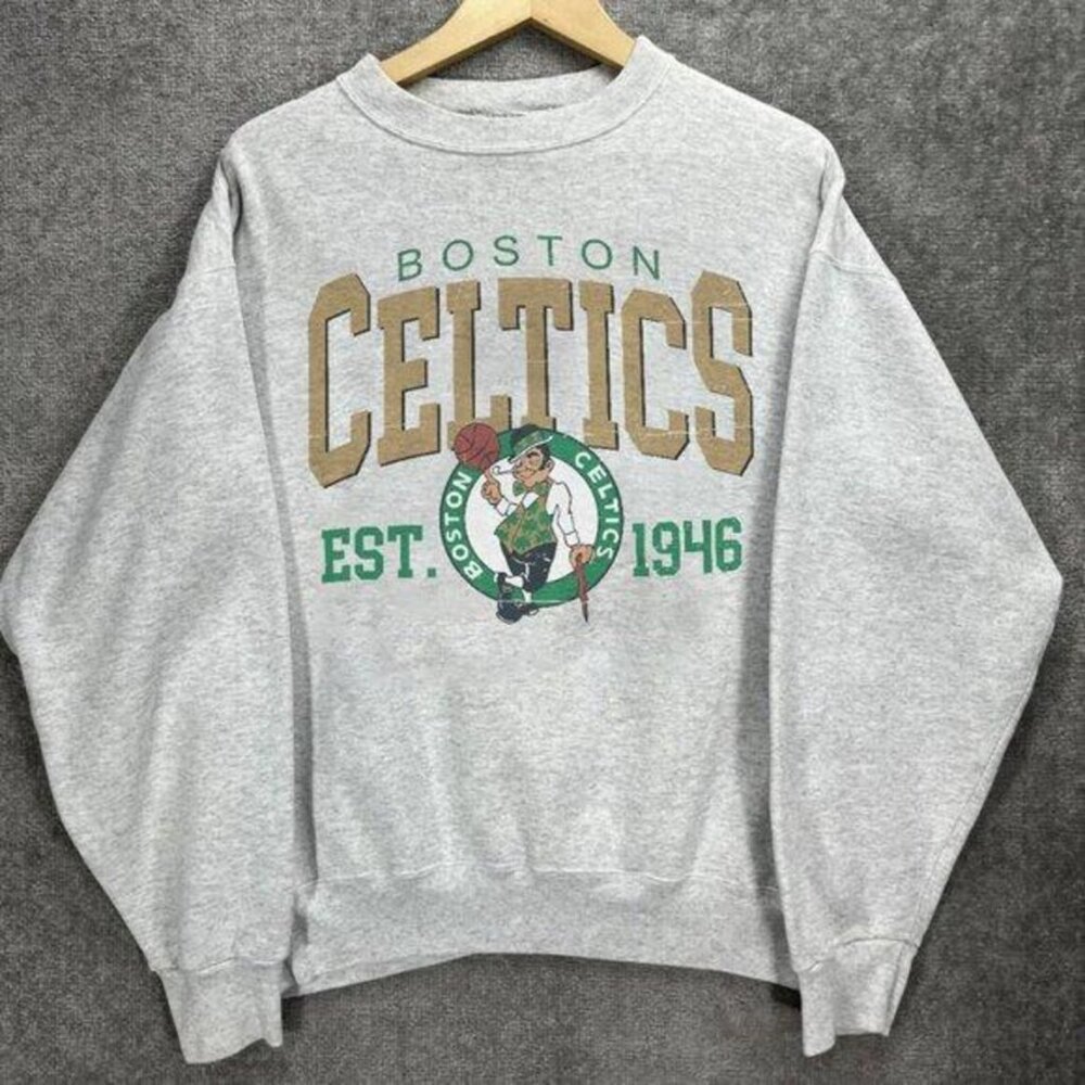 Vintage 1946 Boston Celtics Shirt, Crewneck Boston Celtics Sweatshirt Shirt grey